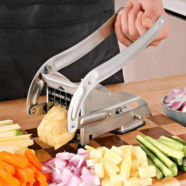 Manual French Fry Cutter with 2 Blades,Stainless Steel Potato Slicer for Fries,Carrots & Cucumbers, Kitchen Air Fryer Mate,Perfect Fruit Vegetable Slicer – Image 9