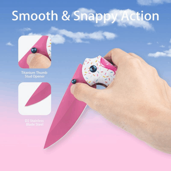 1 Pc 7.5 Inch Pink Decorative Pocket Knife, Camping Tool Folding Knife for Skinning, Fishing, Camping, Hiking – Image 3