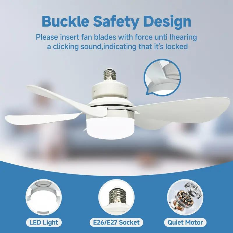 Socket Ceiling Fan Light with Remote Control, E27 Base Dimmable LED Energy Saving Lamp, 3 Levels Dimming, Suitable for Bedroom, Living Room, Kitchen – Image 4