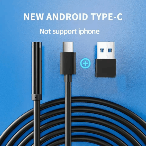 7.0MM TYPE-C Endoscope Camera IP67 Waterproof 6 Leds Adjustable USB Android Flexible Inspection Borescope Cameras for Phone PC – Image 2