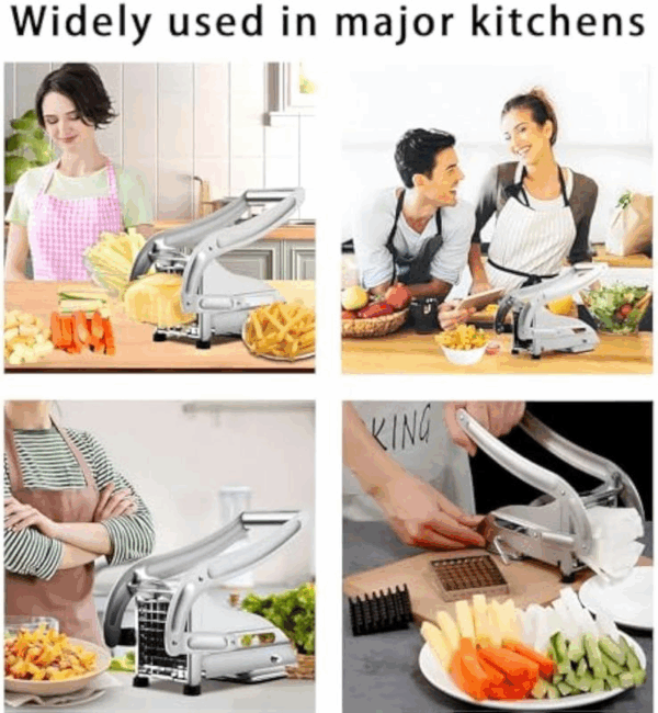 Manual French Fry Cutter with 2 Blades,Stainless Steel Potato Slicer for Fries,Carrots & Cucumbers, Kitchen Air Fryer Mate,Perfect Fruit Vegetable Slicer – Image 8
