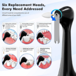 Electric Tooth Polisher,Denture Care, Denture Cleansers, Rechargeable Teeth Cleaning Kit with 6 Cleaning Heads, 5 Speed Modes, LED Ligght, USB-C Charger, IPX6 Waterproof, Easy to Use, for Daily Teeth Cleaning at Home