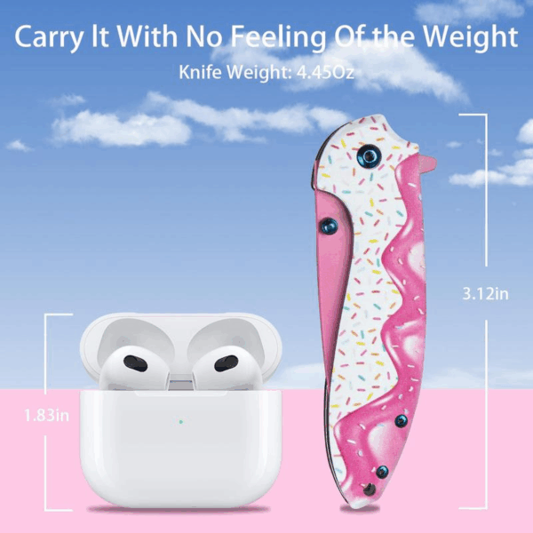 1 Pc 7.5 Inch Pink Decorative Pocket Knife, Camping Tool Folding Knife for Skinning, Fishing, Camping, Hiking – Image 2