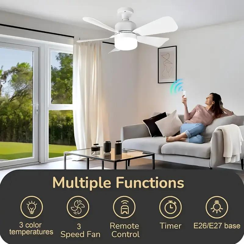 Socket Ceiling Fan Light with Remote Control, E27 Base Dimmable LED Energy Saving Lamp, 3 Levels Dimming, Suitable for Bedroom, Living Room, Kitchen – Image 8
