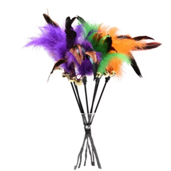 Jouet pour chat, cloche en plumes, tige amusante, jouets interactifs, accessoires pour chat, fournitures pour animaux de compagnie, 2 pièces – Image 3