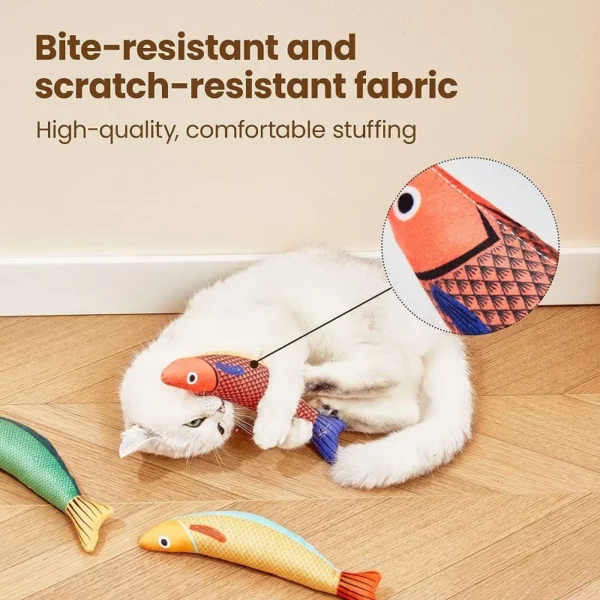 Jouet pour chat, herbe-aux-chats, Simulation 3D de poisson rouge, chaton, oreiller, son interactif, morsure à mâcher, jouets en peluche, fournitures pour chats – Image 6