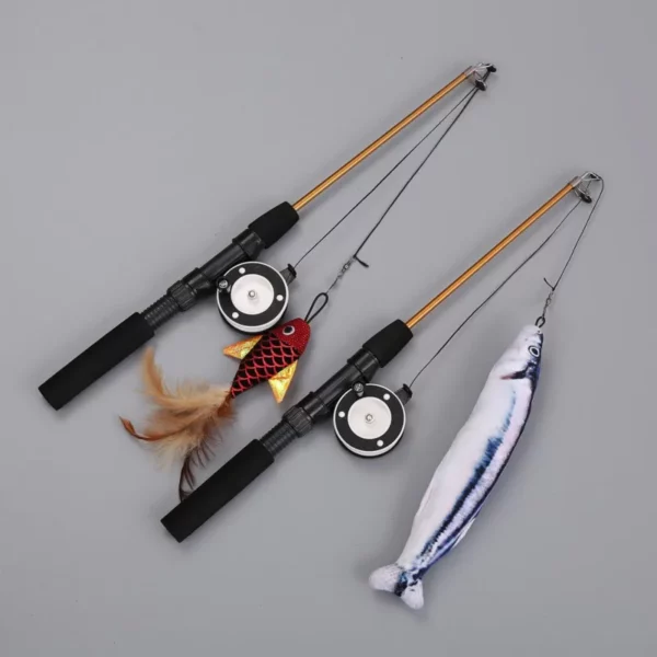 Jouet rétractable pour chat, Type poisson, plumes télescopiques, bâton amusant pour chat, jouet pour animaux de compagnie, canne à pêche de Simulation pour chaton – Image 3