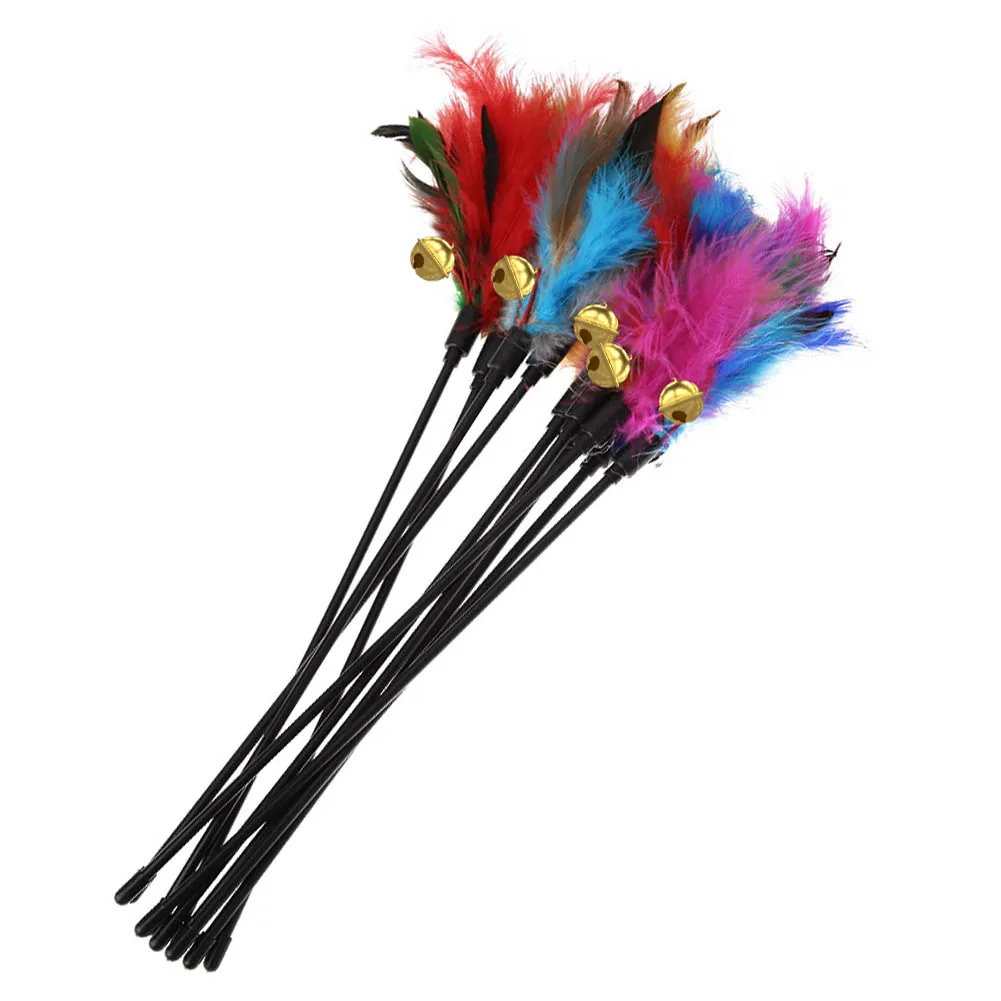 Baguette Interactive Jetable pour Chat, Plumes Colorées, Bâton, Cloche Portable, Créatif, à la Mode, Fournitures pour Animaux de Compagnie, 5 Pièces/Ensemble – Image 3