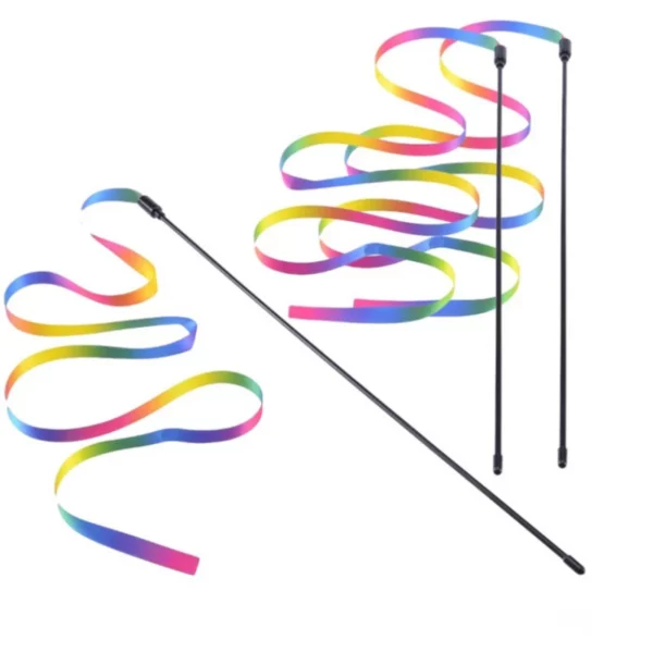 Jouets pour animaux de compagnie, bandes arc-en-ciel amusantes et mignonnes, baguette Teaser pour chat, jouets interactifs, fournitures pour chats, produits pour animaux de compagnie – Image 3