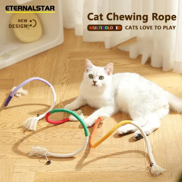 TJavier-Corde à mordre pour chat, jouet en coton résistant aux morsures, dents de meulage, durable – Image 2