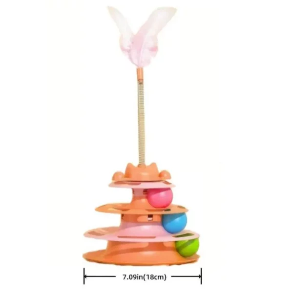 Tour de jouet interactive pour chat, plateau tournant pour chaton, balles à roulettes, jouets avec plumes, fournitures d'entraînement pour animaux de compagnie, jouet pour tour de chat – Image 6