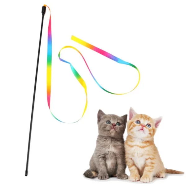 Jouets pour animaux de compagnie, bandes arc-en-ciel amusantes et mignonnes, baguette Teaser pour chat, jouets interactifs, fournitures pour chats, produits pour animaux de compagnie – Image 2