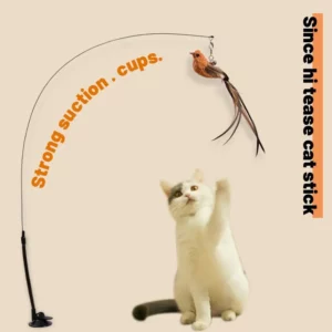 Mise à niveau époxy Sucker fil d'acier longue tige plume chat taquineries bâton chat auto salut pas d'ingrédients nocifs