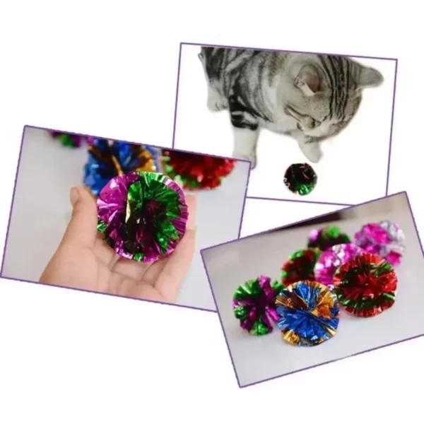 Mylar boules en aluminium froissé chat chaton son jouer jouet craquelé papier bruissement produits pour animaux de compagnie fournitures pour animaux de compagnie chats jouets – Image 4