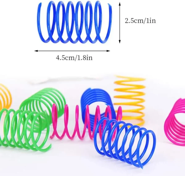 Jouet à ressort pour chat, jouets en spirale interactifs pour chats colorés d'intérieur, bobine de ressorts en plastique pour chaton, chasse, gonflage, 4/200 pièces – Image 4