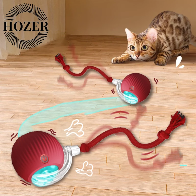 Balle roulante électrique intelligente aste pour animaux de compagnie, jouets interactifs pour chat, boule automatique, fausse queue, formation de chien et de chat, imitation de souris