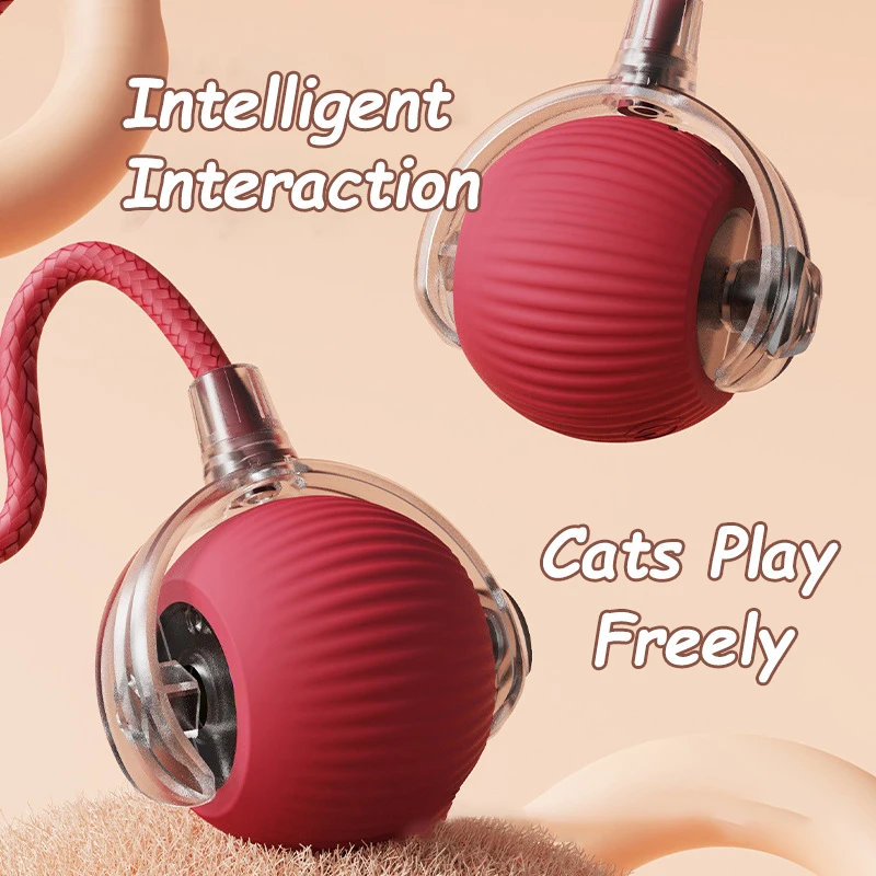 Balle roulante électrique intelligente aste pour animaux de compagnie, jouets interactifs pour chat, boule automatique, fausse queue, formation de chien et de chat, imitation de souris – Image 2