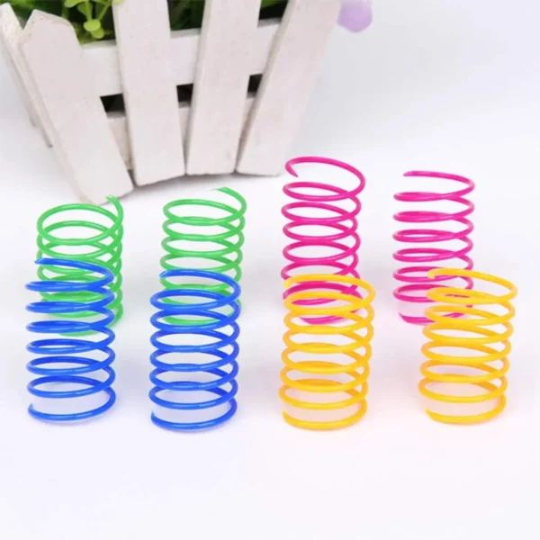 Jouet à ressort pour chat, jouets en spirale interactifs pour chats colorés d'intérieur, bobine de ressorts en plastique pour chaton, chasse, gonflage, 4/200 pièces – Image 5