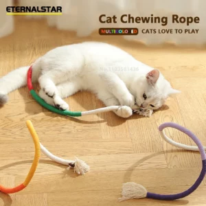 TJavier-Corde à mordre pour chat, jouet en coton résistant aux morsures, dents de meulage, durable