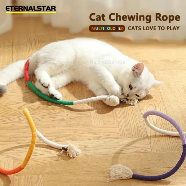 TJavier-Corde à mordre pour chat, jouet en coton résistant aux morsures, dents de meulage, durable