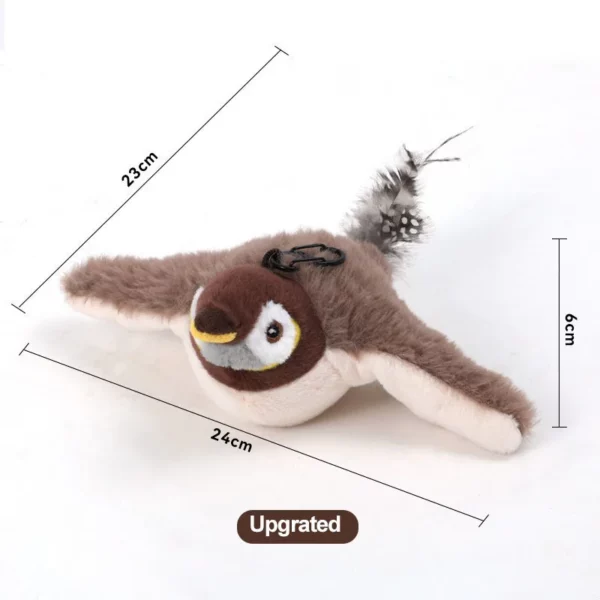 Jouets interactifs pour chat, oiseau volant Rechargeable, jouet pour chat, oiseaux battants (pas de vol), peut ajouter un jouet en peluche activé par toucher d'herbe à chat – Image 4