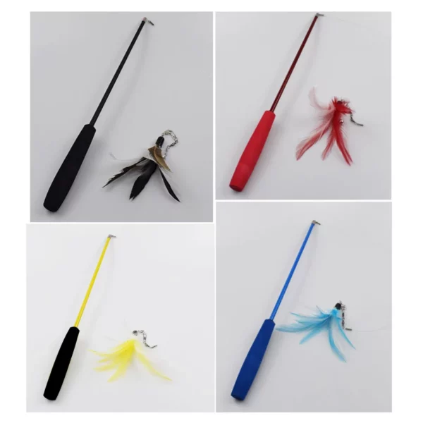Baguette de pêche télescopique à trois sections pour chat, attrape drôle, anciers teaser, jouets interactifs, chaton le plus récent – Image 4