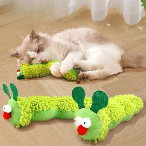 Jouet à mâcher en peluche pour chat, herbe-aux-chats, chenille mignonne, Crocodile, résistant aux morsures, jouet interactif pour le nettoyage des dents – Image 5