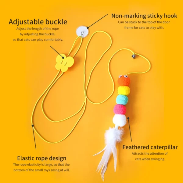 Porte suspendue élastique pour chat, jouet à disque collant, corde longue, accessoire pour animal de compagnie, chaton – Image 4