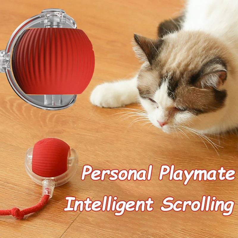 Balle roulante électrique intelligente aste pour animaux de compagnie, jouets interactifs pour chat, boule automatique, fausse queue, formation de chien et de chat, imitation de souris – Image 3