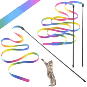 Jouets pour animaux de compagnie, bandes arc-en-ciel amusantes et mignonnes, baguette Teaser pour chat, jouets interactifs, fournitures pour chats, produits pour animaux de compagnie