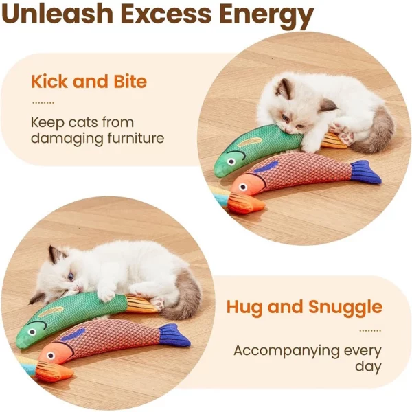 Jouet pour chat, herbe-aux-chats, Simulation 3D de poisson rouge, chaton, oreiller, son interactif, morsure à mâcher, jouets en peluche, fournitures pour chats – Image 5