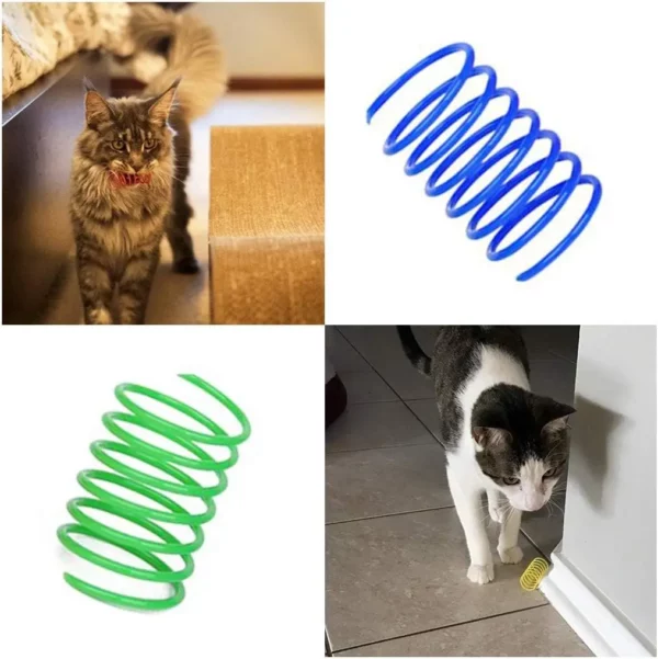 Jouet à ressort pour chat, jouets en spirale interactifs pour chats colorés d'intérieur, bobine de ressorts en plastique pour chaton, chasse, gonflage, 4/200 pièces – Image 6