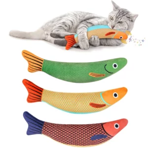 Jouet pour chat, herbe-aux-chats, Simulation 3D de poisson rouge, chaton, oreiller, son interactif, morsure à mâcher, jouets en peluche, fournitures pour chats
