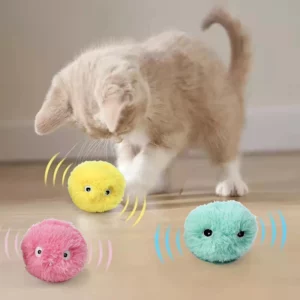 Balle interactive intelligente pour chat, jouet d'entraînement électrique en peluche avec herbe-aux-chats, chaton tactile, produit pour animaux de compagnie, jouet à grincement