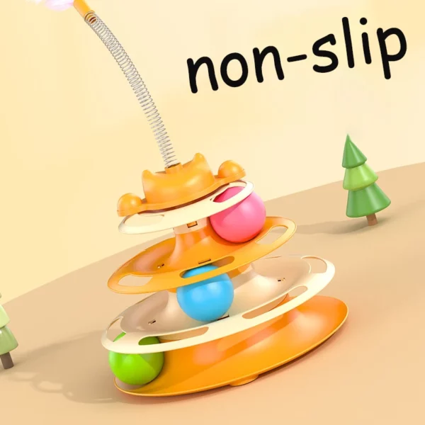 Tour de jouet interactive pour chat, plateau tournant pour chaton, balles à roulettes, jouets avec plumes, fournitures d'entraînement pour animaux de compagnie, jouet pour tour de chat – Image 3