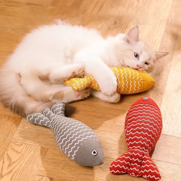 Jouets pour chat poisson herbe-aux-chats jouets interactifs pour chat jouet à mâcher chat oreiller jouets chaton exercice Kicker jouets pour chats d'intérieur Kitty Kit – Image 3