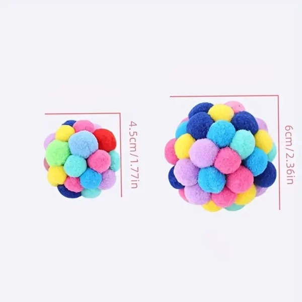 Boule en peluche élastique colorée pour chat, jouet pour animaux de compagnie, cloche, auto-haute, en laine, 1 à 3 pièces – Image 4