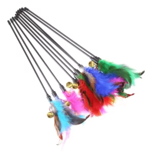 Baguette Interactive Jetable pour Chat, Plumes Colorées, Bâton, Cloche Portable, Créatif, à la Mode, Fournitures pour Animaux de Compagnie, 5 Pièces/Ensemble