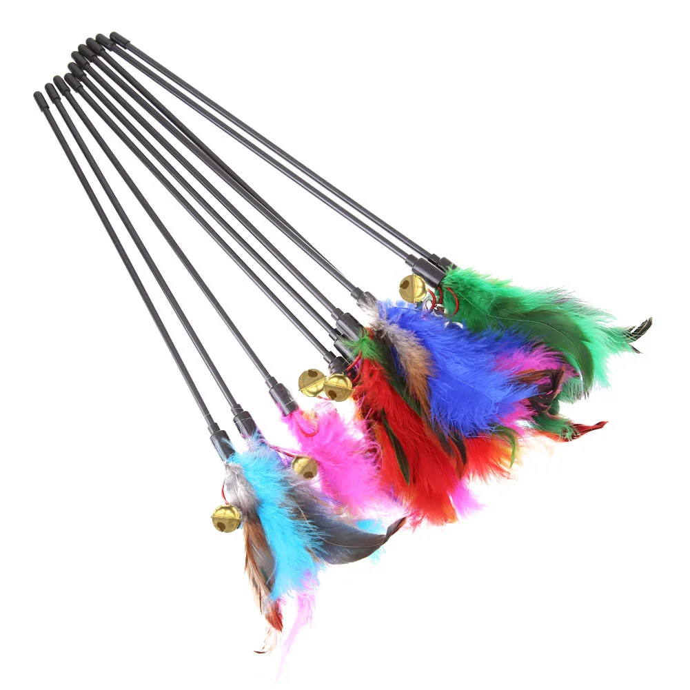 Baguette Interactive Jetable pour Chat, Plumes Colorées, Bâton, Cloche Portable, Créatif, à la Mode, Fournitures pour Animaux de Compagnie, 5 Pièces/Ensemble