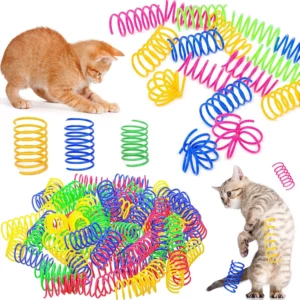 Jouet à ressort pour chat, jouets en spirale interactifs pour chats colorés d'intérieur, bobine de ressorts en plastique pour chaton, chasse, gonflage, 4/200 pièces