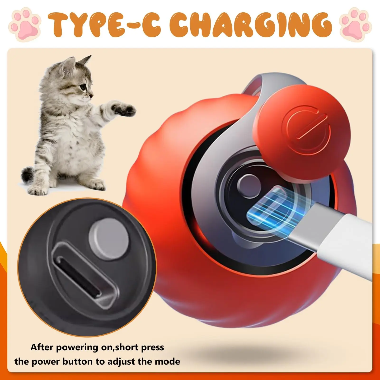 Jouet pour chat NewSpeedy Tail 2.0, jouet pour chat à queue rapide, jouet interactif pour chat, balle de jouets pour chat intelligente, réglage à deux vitesses, avec queue – Image 6