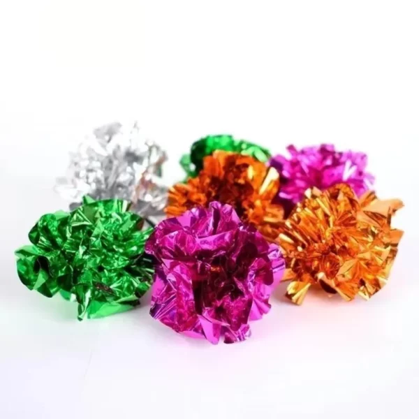Mylar boules en aluminium froissé chat chaton son jouer jouet craquelé papier bruissement produits pour animaux de compagnie fournitures pour animaux de compagnie chats jouets – Image 5