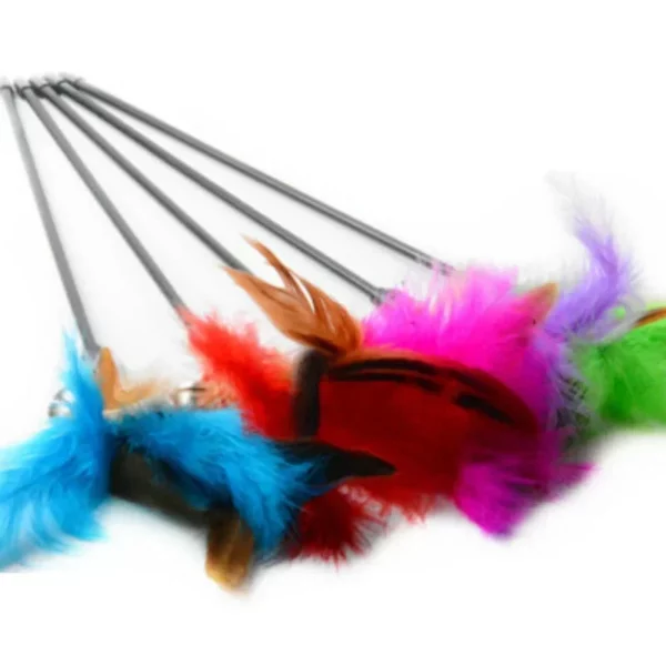 Jouet pour chat, cloche en plumes, tige amusante, jouets interactifs, accessoires pour chat, fournitures pour animaux de compagnie, 2 pièces – Image 6