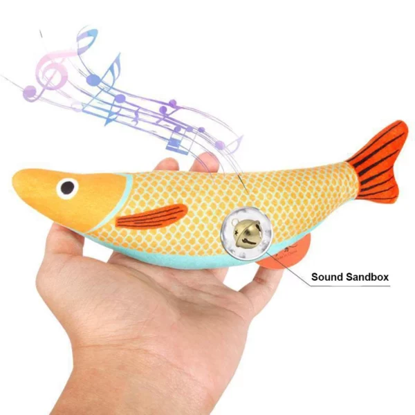 Jouet pour chat, herbe-aux-chats, Simulation 3D de poisson rouge, chaton, oreiller, son interactif, morsure à mâcher, jouets en peluche, fournitures pour chats – Image 2