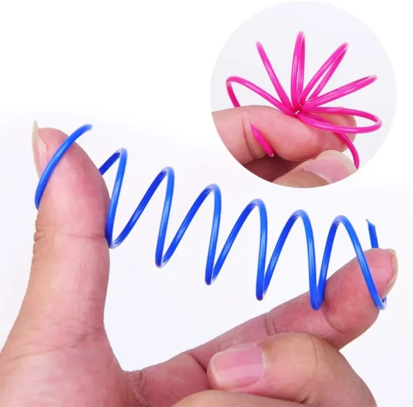 Jouet à ressort pour chat, jouets en spirale interactifs pour chats colorés d'intérieur, bobine de ressorts en plastique pour chaton, chasse, gonflage, 4/200 pièces – Image 2
