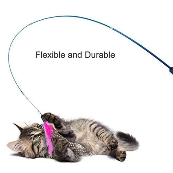 Baguette de pêche télescopique à trois sections pour chat, attrape drôle, anciers teaser, jouets interactifs, chaton le plus récent – Image 3