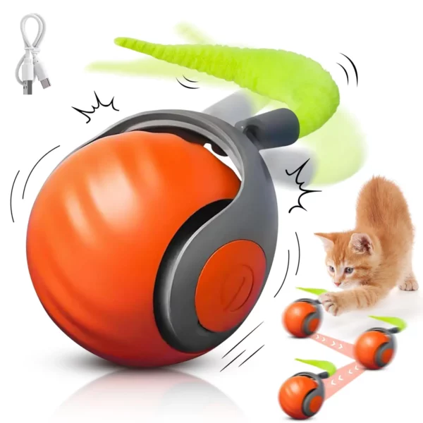 Jouet pour chat NewSpeedy Tail 2.0, jouet pour chat à queue rapide, jouet interactif pour chat, balle de jouets pour chat intelligente, réglage à deux vitesses, avec queue
